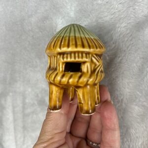 Vintage Mid Century Modern Miniature Hut Figurine Ceramic hut Tahiti Collectible